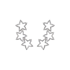 Серебристые серьги-звездочки с кристаллами