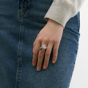 Серебряное кольцо тонкое с крупным розовым кварцем