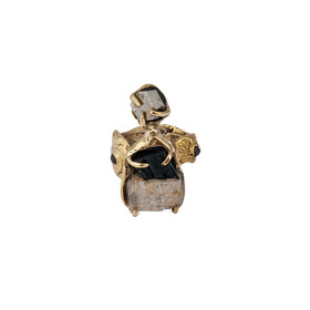 Кольцо из латуни с турмалином, пиритом, гранатами и бериллом