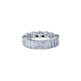 Кольцо из серебра с дорожкой из круглых и прямоугольных камней