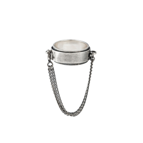 Кольцо из серебра с цепью и карабином