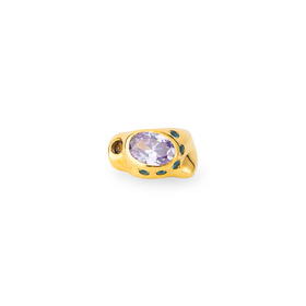 Золотистое кольцо Ava волнообразной формы со вставками из розово-голубых кристаллов