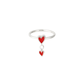 Кольцо из серебра с красным сердцем