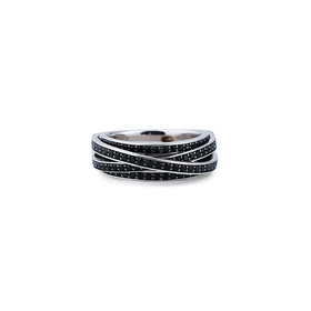 Тонкое кольцо из серебра Orb с черной шпинелью (M)