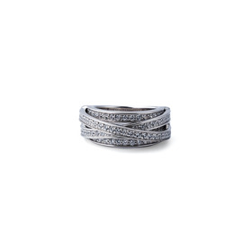 Тонкое кольцо Orb из серебра с белыми кристаллами