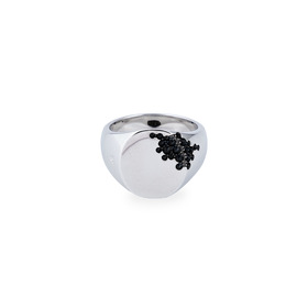 Мужское кольцо-печатка круглое Black Molecule