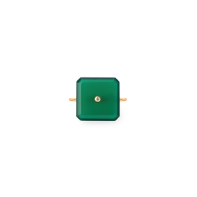 Кольцо из золота с зеленым ониксом и бриллиантом