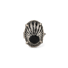Черно-белое кольцо из серебра с ручной росписью