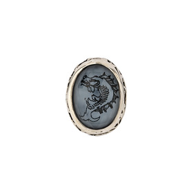 Кольцо из серебра с изображением дракона на хрустале