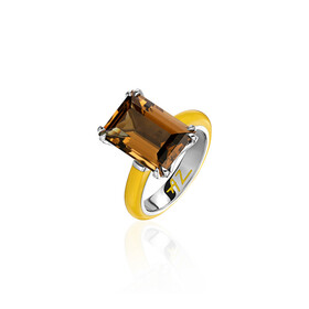 Кольцо с топазом с желтой высокотехнологичной керамикой