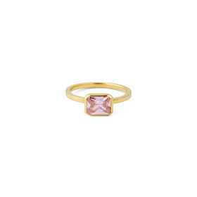 Позолоченное кольцо Lollypop с розовым кристаллом