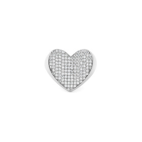 Серебристое кольцо-печатка в форме сердца с кристаллами