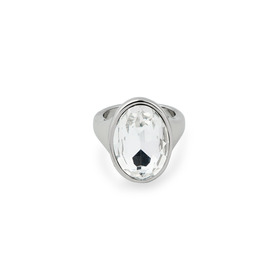 Объемное серебристое кольцо с кристаллом