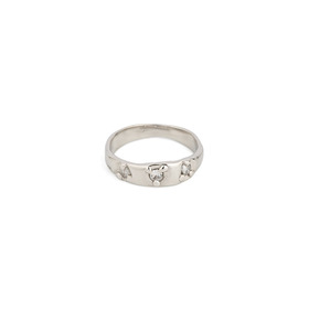 Серебристо кольцо из белой латуни с тремя фианитами