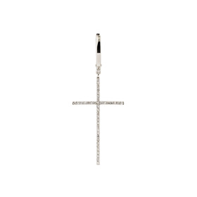 Моносерьга-крест из белого золота с бриллиантами