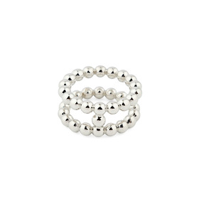 Двойное серебристое кольцо из шариков