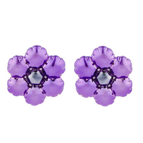 Фиолетовые серьги-клипсы с шарообразными цветками