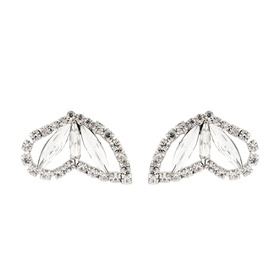 Серебристые серьги-крылья бабочки с кристаллами