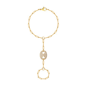 Золотистый слейв-браслет со звеньями в виде кофейных зеренCoffee Bean Ring Bracelet