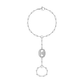 Серебристый слейв-браслет со звеньями в виде кофейных зерен Coffee Bean Ring Bracelet