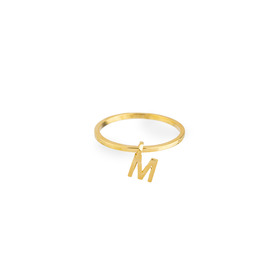 Позолоченное кольцо из серебра с буквой M