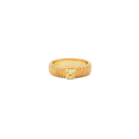 Позолоченное кольцо «Золотые мурашки» с желтым фианитом