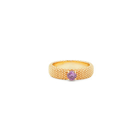 Позолоченное кольцо «Золотые мурашки» с фиолетовым фианитом
