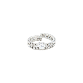 Серебристое кольцо из кристаллов с круглым кристаллом