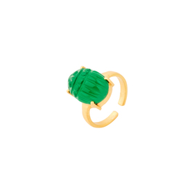 Позолоченное кольцо SCARAB с зеленым ониксом