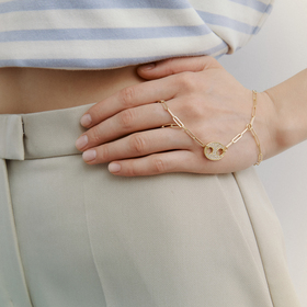 Золотистый слейв-браслет со звеньями в виде кофейных зеренCoffee Bean Ring Bracelet