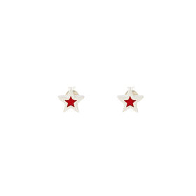 Серьги-звезды из серебра с красной эмалью