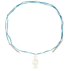 Карамелька «Лимончики в фантике» с серебряным покрытием на голубом шнурке из шелковой нити