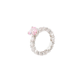 Кольцо из серебра с розовым и белым кристаллами
