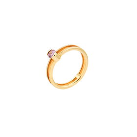 Золотистое кольцо «Пурпур» с бриллиантами и аметистом