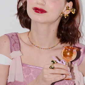 Золотистое ожерелье Спаркл с разноцветными камнями