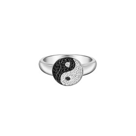Кольцо Инь-Ян с камнями серебряное