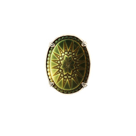 Объемное кольцо с цветком из золотистого винтажного стекла