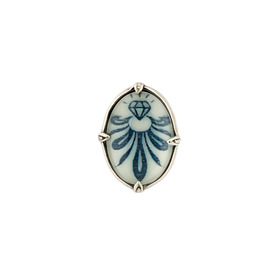 Кольцо из серебра и голубым цветочным узором