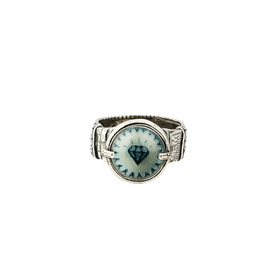 Голубое хрустальное кольцо с изображением кристалла