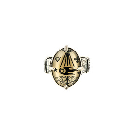Овальное кольцо с коричневой медузой