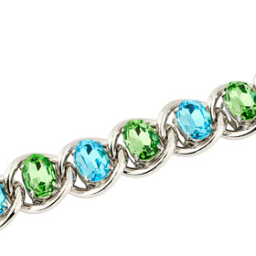 Браслет-цепь с зелено-голубыми кристаллами