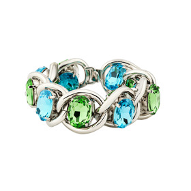 Браслет-цепь с зелено-голубыми кристаллами