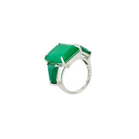 Кольцо из серебра с зелеными кварцами