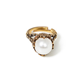Позолоченное кольцо «Корона» с жемчугом