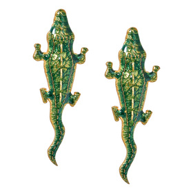 Зеленые серьги-крокодилы