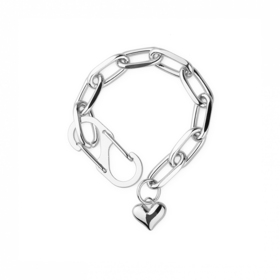 Серебристый браслет-цепь с подвеской-сердцем