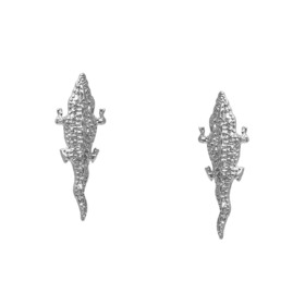 Маленькие серебристые серьги-крокодилы