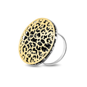 Большое позолоченное кольцо из серебра c леопардовым узором