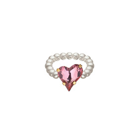 Кольцо Love Ring Pink из жемчуга с кристаллом-сердцем