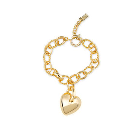 Золотистый браслет-цепь с подвеской-сердцем